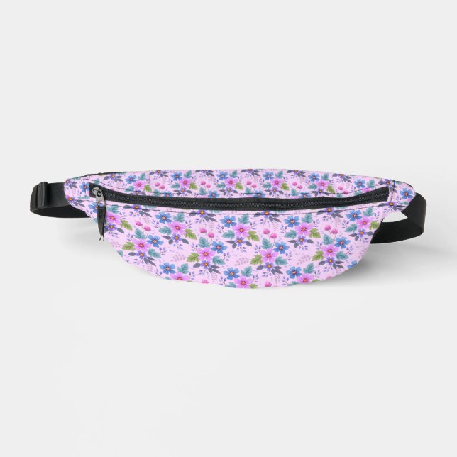 Blumenmuster Rosa Blau Violette Blumen-36841 Bauchtasche (Vorderseite)