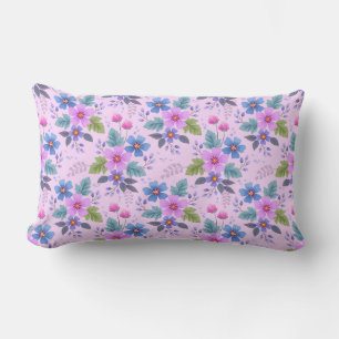 Blumenmuster Rosa Blau Violette Blumen-36841 Lendenkissen