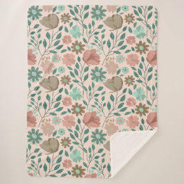 Blumenmuster rosa, braun sherpadecke