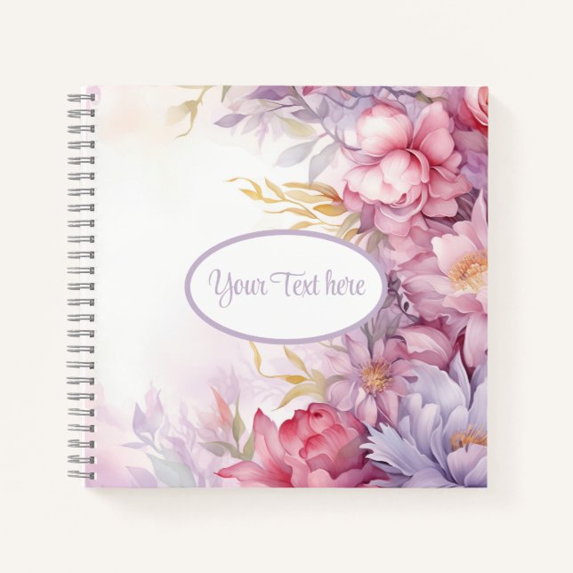 Blumenmuster Rosa Farbe und Creme Notizbuch (Vorderseite)