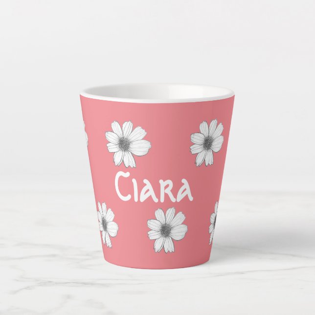 Blumenmuster Rosa individuelle Name Milchtasse (Vorderseite)