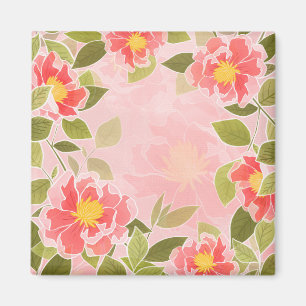 Blumenmuster Rosa und Korallenuntergrund Magnet