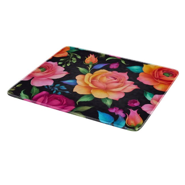Blumenmuster Rose Schneidebrett (Ecke)