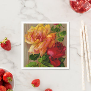 Blumenmuster-Rose Vintage Papierservietten