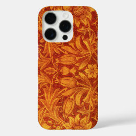 Blumenmuster Rot und Goldgelb Wm Morris iPhone 16 Pro Hülle