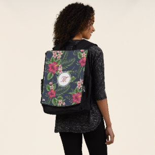 Blumenmuster Roter Hibiskus Monogram Backpack Rucksack