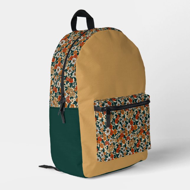 Blumenmuster-Rucksack  Bedruckter Rucksack (Rückseitige Ecke links)