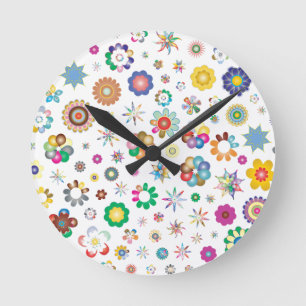 Blumenmuster Runde Wanduhr