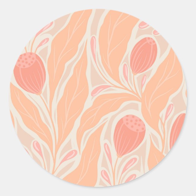 Blumenmuster Runder Aufkleber (Vorderseite)