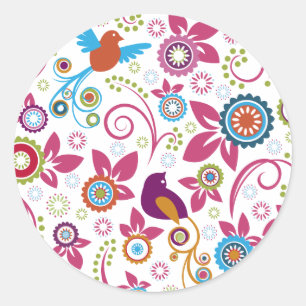 Blumenmuster Runder Aufkleber