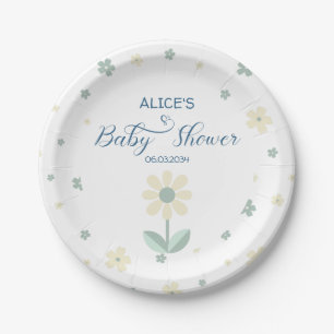 Blumenmuster Sage Green Boy Baby Dusche Pappteller