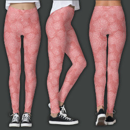 Blumenmuster | Sanfte rosa Rose Leggings