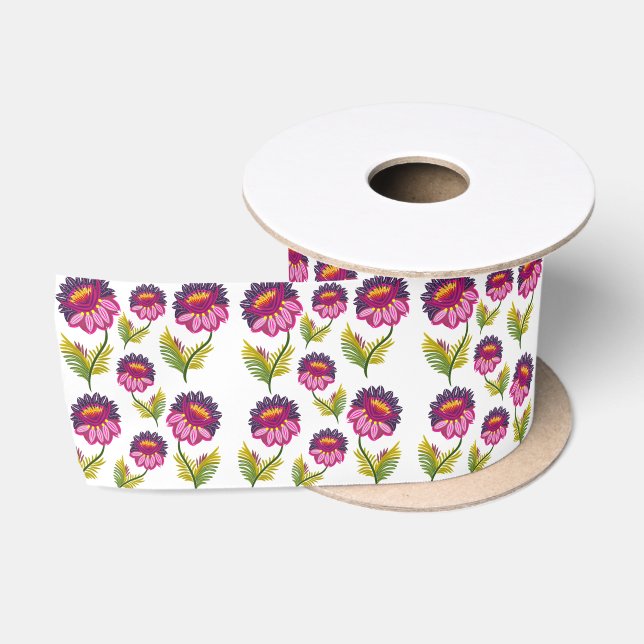 Blumenmuster Satinband (Spule)