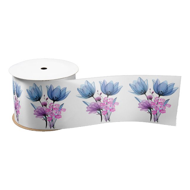 Blumenmuster Satinband (Spule)