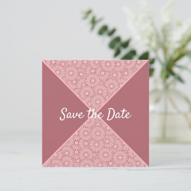 Blumenmuster Save the Date (Stehend Vorderseite)