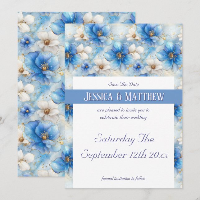 Blumenmuster Save The Date (Vorne/Hinten)