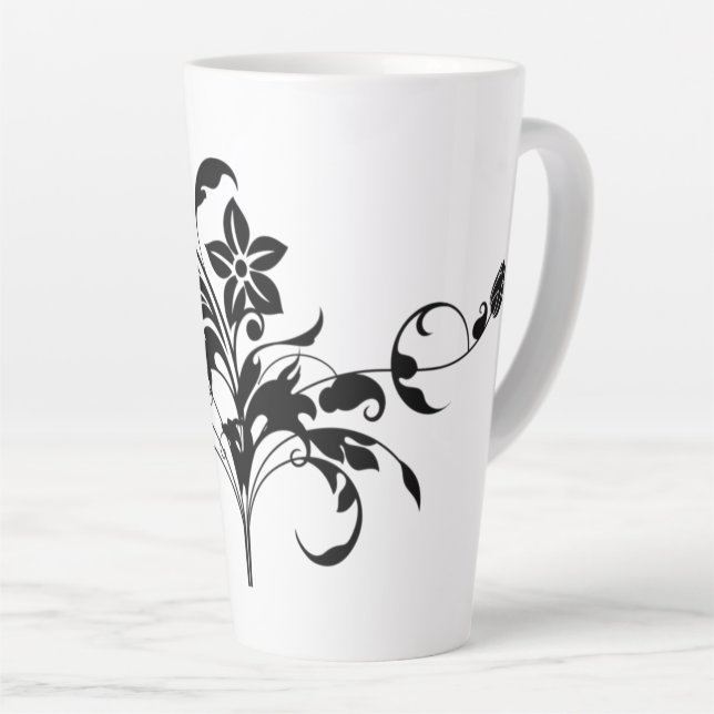 Blumenmuster-Silhouette-Design Milchtasse (Rechte Ecke)
