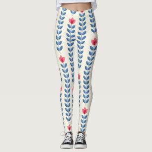 Blumenmuster Skandinavische Geometrische Retro-Tap Leggings