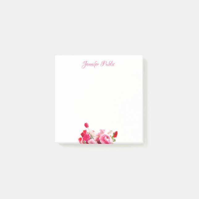 Blumenmuster-Skript für Rote Rosen in Aquarellfarb Post-it Klebezettel (Vorderseite)