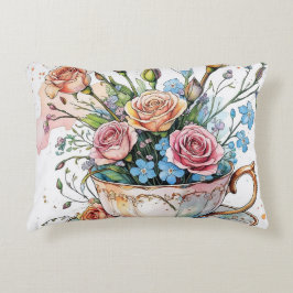 Blumenmuster - Soft Watercolor Boho Art Dekokissen
