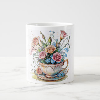 Blumenmuster - Soft Watercolor Boho Art Jumbo-Tasse