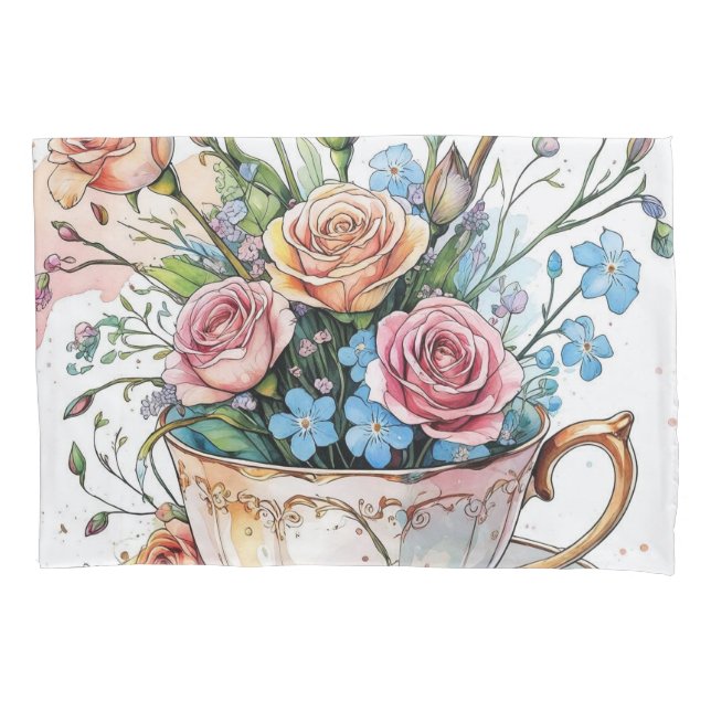 Blumenmuster - Soft Watercolor Boho Art Kissenbezug (Vorderseite)