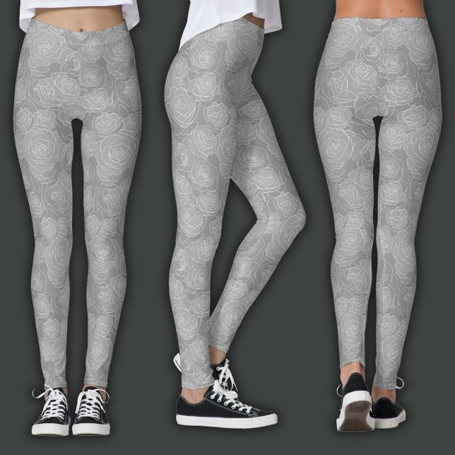 Blumenmuster | Stahlgraue Rose Leggings (Von Creator hochgeladen)
