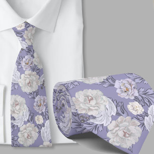 Blumenmuster Staubblau Große Blumen Krawatte