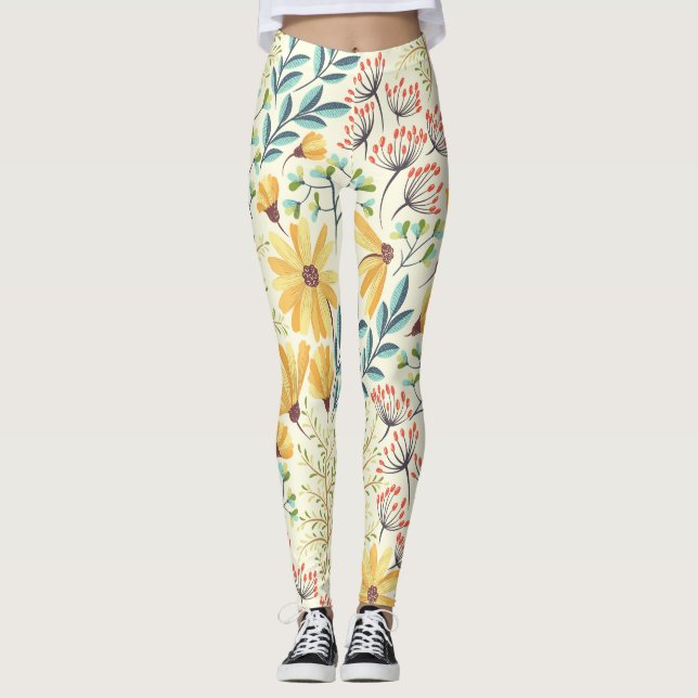 Blumenmuster - Stilvolle Abstrakte Tapete Leggings (Vorderseite)