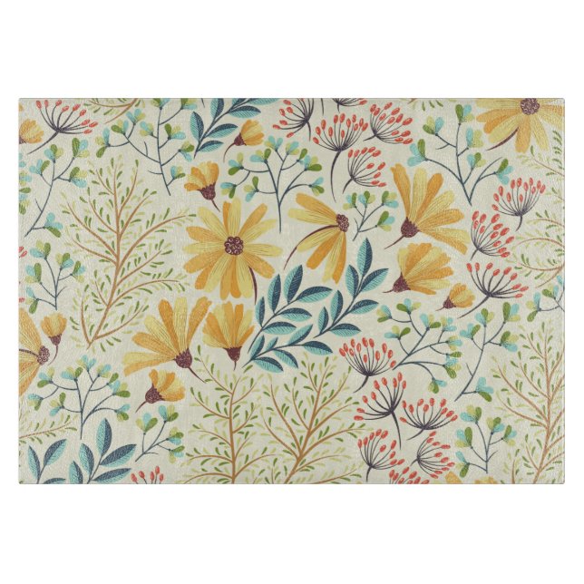 Blumenmuster - Stilvolle Abstrakte Tapete Schneidebrett (Vorderseite)