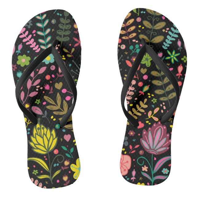 Blumenmuster - Stilvolle Blume-Tapete Flip Flops (Fußbett)