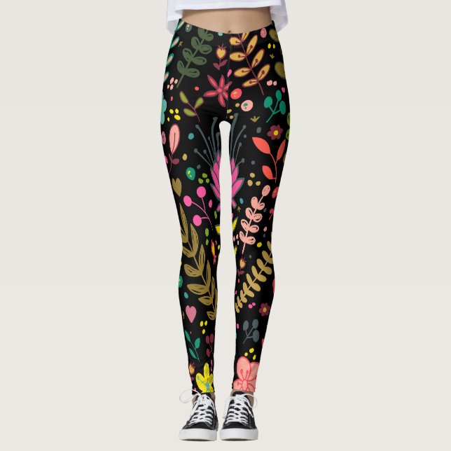 Blumenmuster - Stilvolle Blume-Tapete Leggings (Vorderseite)