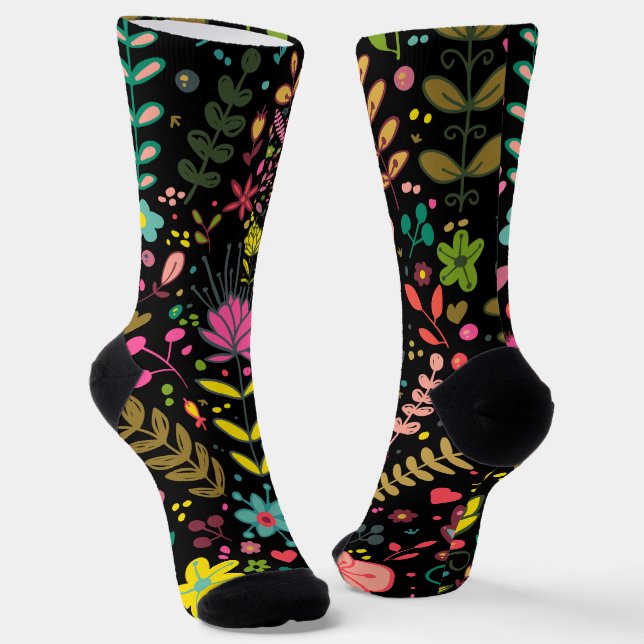 Blumenmuster - Stilvolle Blume-Tapete Socken (Gewinkelt)