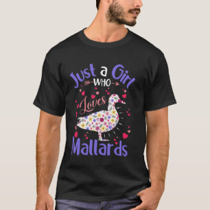 Blumenmuster-Stockenten-Mädchen Frauen Ein Mädchen T-Shirt
