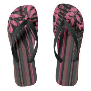 Blumenmuster, Streifen, Retro Flip Flops