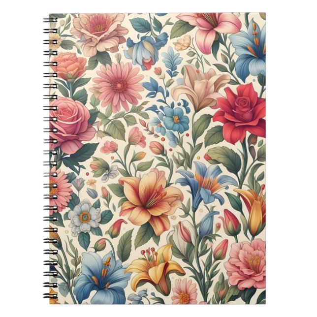 Blumenmuster-Tile-Notebook Notizblock (Vorderseite)