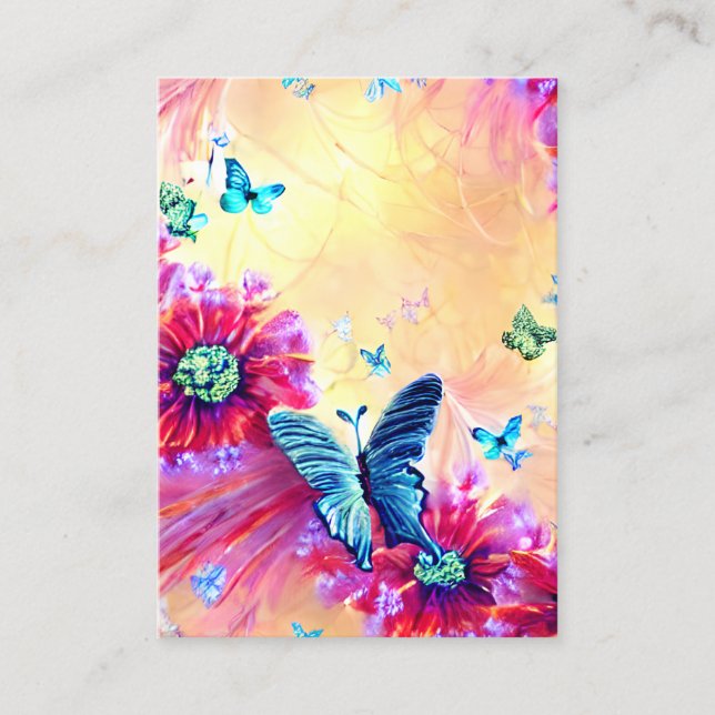 Blumenmuster, tropische Blume, winzige Diamanten,  Visitenkarte (Vorderseite)