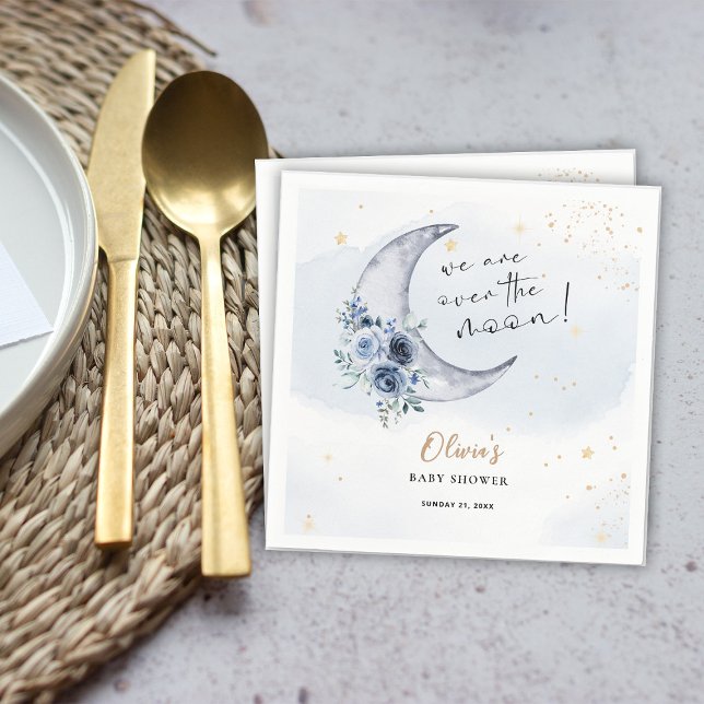 Blumenmuster über der Mond-Babydusche Serviette (Von Creator hochgeladen)