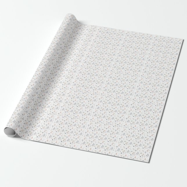 Blumenmuster und Blattmuster Geschenkpapier (Ungerollt)