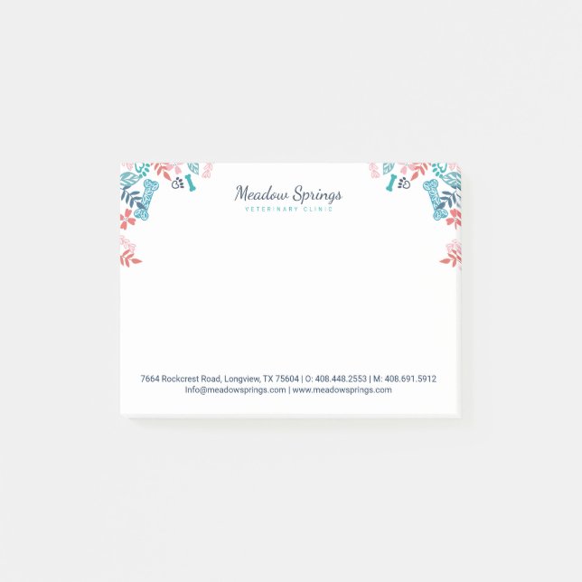 Blumenmuster und Foliage Pfosten Gerahmt drucken Post-it Klebezettel (Vorderseite)