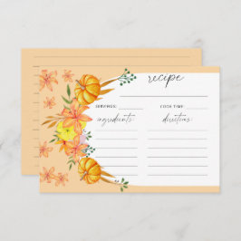 Blumenmuster und Kürbisbogen - Rezeptkarte