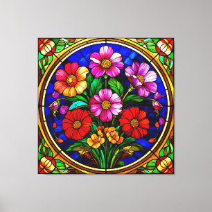 Blumenmuster und lebendige Blüten Leinwanddruck