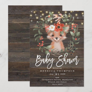Blumenmuster und niedliche Fuchs-Boho moderne Baby Einladung