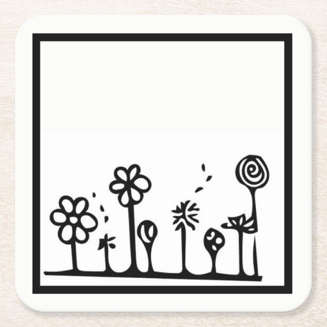 Blumenmuster-Untersetzer Rechteckiger Pappuntersetzer (Vorderseite)