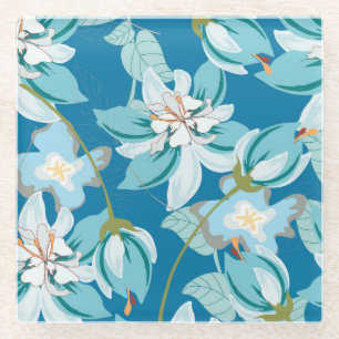 Blumenmuster, vielseitiges Design der Blume. Glasuntersetzer