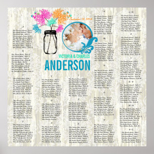 Blumenmuster Vintag Modern Mason JAR Sitzkarte Poster