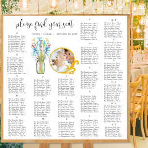 Blumenmuster Vintag Modern Mason JAR Sitzkarte Poster