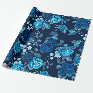 Blumenmuster Vintage blaue Rose Geschenkpapier