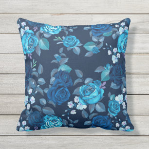 Blumenmuster Vintage blaue Rose Kissen