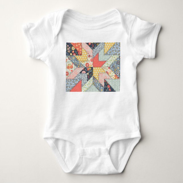 Blumenmuster: Vintage Ornamente Baby Strampler (Vorderseite)